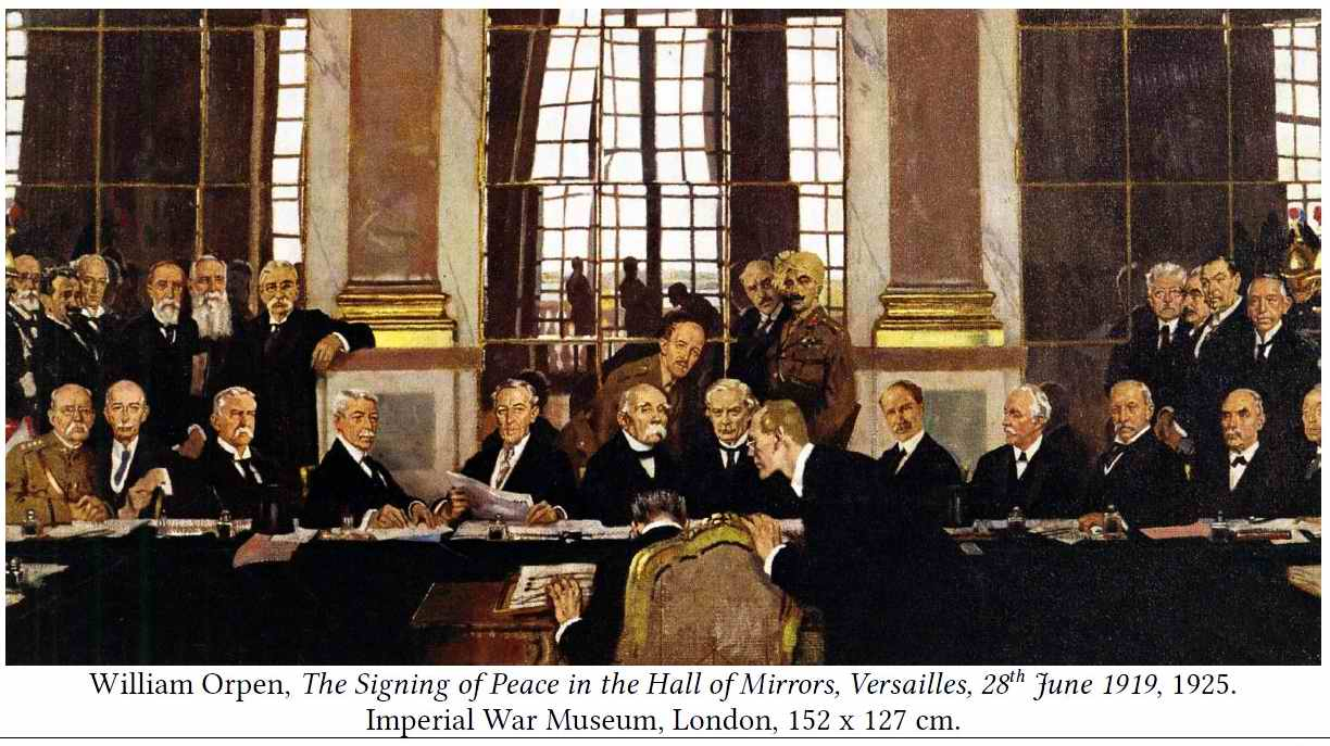 La signature du traité de paix à la galérie des glaces de Versailles
